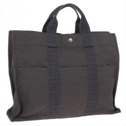 Pre Owned Hermes Grey Canvas Herline MM Tote