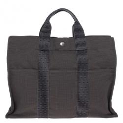 Pre Owned Hermes Grey Canvas Herline MM Tote