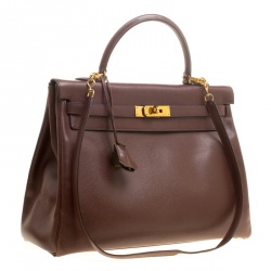Pre Owned Hermes Prune Courchevel Leather Gold Hardware Kelly Retourne 35 Bag