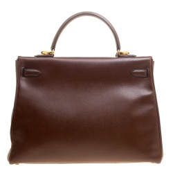 Pre Owned Hermes Prune Courchevel Leather Gold Hardware Kelly Retourne 35 Bag