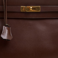 Pre Owned Hermes Prune Courchevel Leather Gold Hardware Kelly Retourne 35 Bag