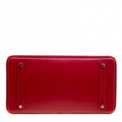Hermes Red Box Calf Leather Gold Hardware Birkin 35 Bag