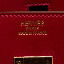 Hermes Red Box Calf Leather Gold Hardware Birkin 35 Bag