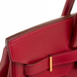 Hermes Red Box Calf Leather Gold Hardware Birkin 35 Bag