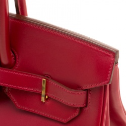 Hermes Red Box Calf Leather Gold Hardware Birkin 35 Bag
