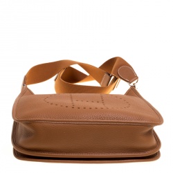 Pre Owned Hermes Marron Togo Leather Evelyne III PM Bag