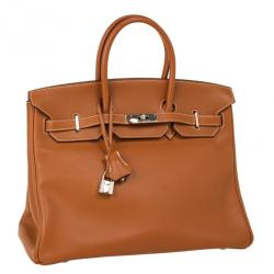Hermes Gold Swift Leather Silver Hardware Birkin 35