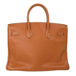 Hermes Gold Swift Leather Silver Hardware Birkin 35
