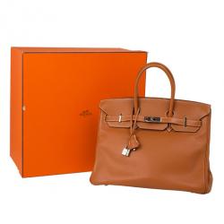 Hermes Gold Swift Leather Silver Hardware Birkin 35