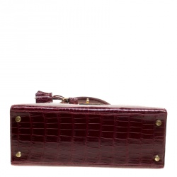 Pre Owned Hermes Burgundy Crocodile Gold Hardware Kelly Sellier 28 Bag