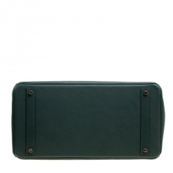 Hermes Vert Fonce Fjord Leather Palladium Hardware Birkin 40 Bag