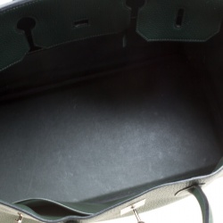 Hermes Vert Fonce Fjord Leather Palladium Hardware Birkin 40 Bag