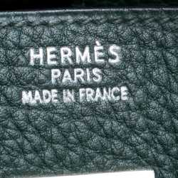 Hermes Vert Fonce Fjord Leather Palladium Hardware Birkin 40 Bag