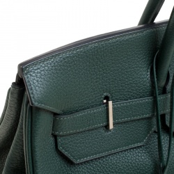 Hermes Vert Fonce Fjord Leather Palladium Hardware Birkin 40 Bag
