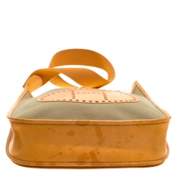 Pre Owned Hermes Green/Brown Canvas and Leather Evelyne II GM Bag