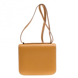 Pre Owned Hermes Caramel Chevre de Coromandel Leather Mini Gold Hardware Constance Bag