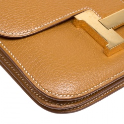 Pre Owned Hermes Caramel Chevre de Coromandel Leather Mini Gold Hardware Constance Bag