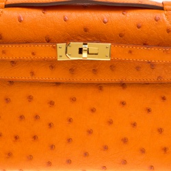Hermes Capucine Ostrich Gold Hardware Kelly Pochette