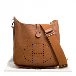 Pre Owned Hermes Gold Togo Leather Evelyne III PM Bag