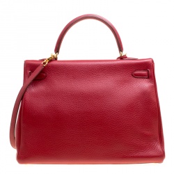مملوكة مسبقًا Hermes Rouge Garance Togo Leather Gold Hardware Kelly Retourne 35 Bag