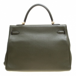 Pre Owned Hermes Olive Green Togo Leather Gold Hardware Kelly Retourne 35 Bag