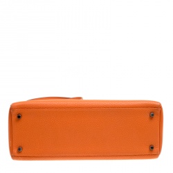 Pre Owned Hermes Orange Togo Leather Palladium Hardware Kelly Retourne 35 Bag