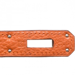 Pre Owned Hermes Orange Togo Leather Palladium Hardware Kelly Retourne 35 Bag