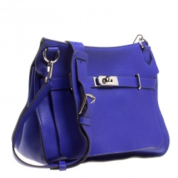 Pre Owned Hermes Blue Clemence Leather Jypsiere 34 Bag