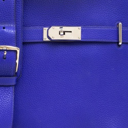 Pre Owned Hermes Blue Clemence Leather Jypsiere 34 Bag