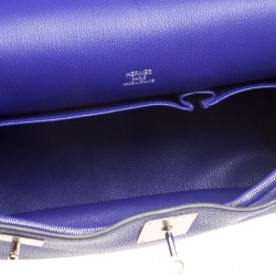 Pre Owned Hermes Blue Clemence Leather Jypsiere 34 Bag