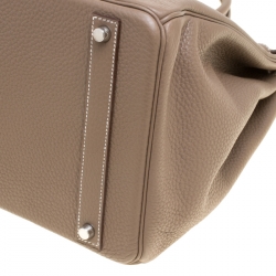 Hermes Etoupe Taurillon Clemence Leather Palladium Hardware Birkin 40 Bag