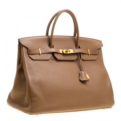 Hermes Natural Togo Leather Gold Hardware Birkin 40 Bag
