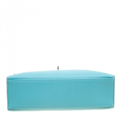 Pre Owned Hermes Teal Blue Swift Leather Palladium Hardware Kelly Pochette