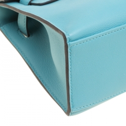 Pre Owned Hermes Teal Blue Swift Leather Palladium Hardware Kelly Pochette