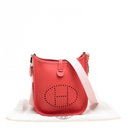 Pre Owned Hermes Rouge Moyen Togo Leather Evelyne TPM Bag