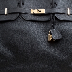 Pre Owned Hermes Black Clemence Leather Gold Hardware Birkin 50 Bag