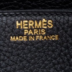 Pre Owned Hermes Black Clemence Leather Gold Hardware Birkin 50 Bag