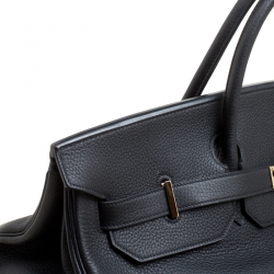 Pre Owned Hermes Black Clemence Leather Gold Hardware Birkin 50 Bag