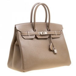 Hermes Taupe Epsom Leather Palladium Hardware Birkin 35 Bag