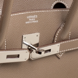 Hermes Taupe Epsom Leather Palladium Hardware Birkin 35 Bag