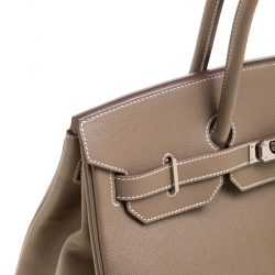 Hermes Taupe Epsom Leather Palladium Hardware Birkin 35 Bag