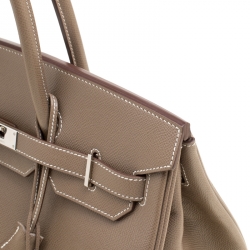 Hermes Taupe Epsom Leather Palladium Hardware Birkin 35 Bag