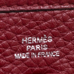 Pre Owned Hermes Bordeaux Clemence Leather Evelyne TPM Bag