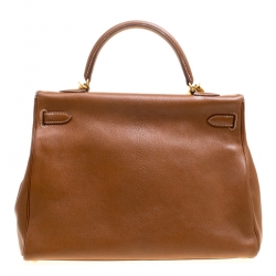 Pre Owned Hermes Gold Chevre de Coromandel Leather Gold Hardware Kelly Retourne 35 Bag