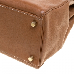 Pre Owned Hermes Gold Chevre de Coromandel Leather Gold Hardware Kelly Retourne 35 Bag