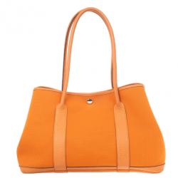 Pre Owned Hermes Canvas Leather Garden Party Tote Bag