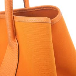 Pre Owned Hermes Canvas Leather Garden Party Tote Bag