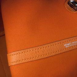 Pre Owned Hermes Canvas Leather Garden Party Tote Bag