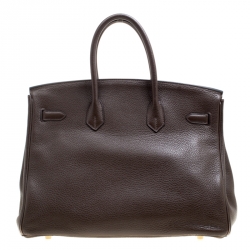Hermes Cacao Togo Leather Gold Hardware Birkin 35 Bag