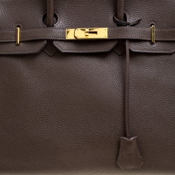 Hermes Cacao Togo Leather Gold Hardware Birkin 35 Bag